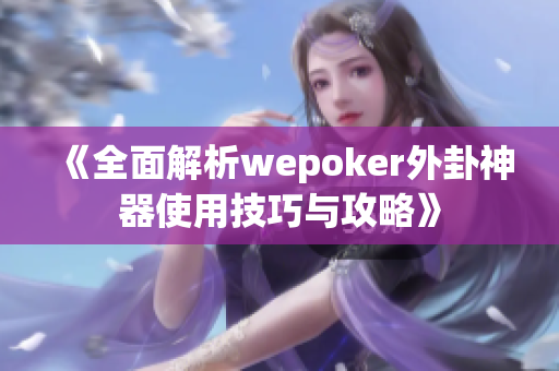 《全面解析wepoker外卦神器使用技巧与攻略》